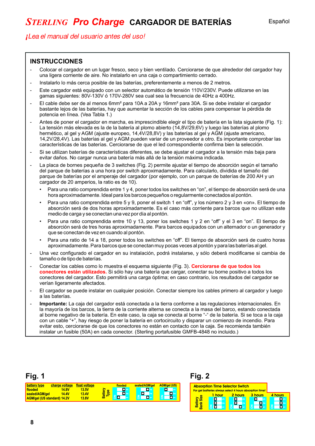 Sterling Power Products PT1230 Terling Pro Charge Cargador DE Baterías, ¡Lea el manual del usuario antes del uso 