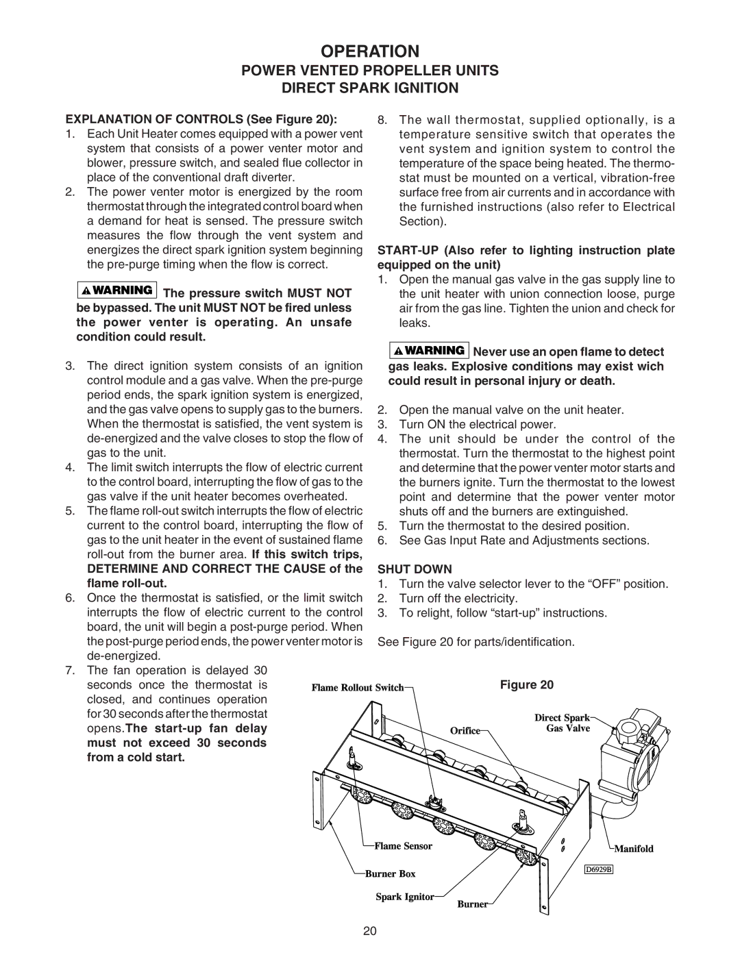 Sterling RF-60, RF-90 Operation, Explanation of Controls See Figure, Determine and Correct the Cause of the flame roll-out 