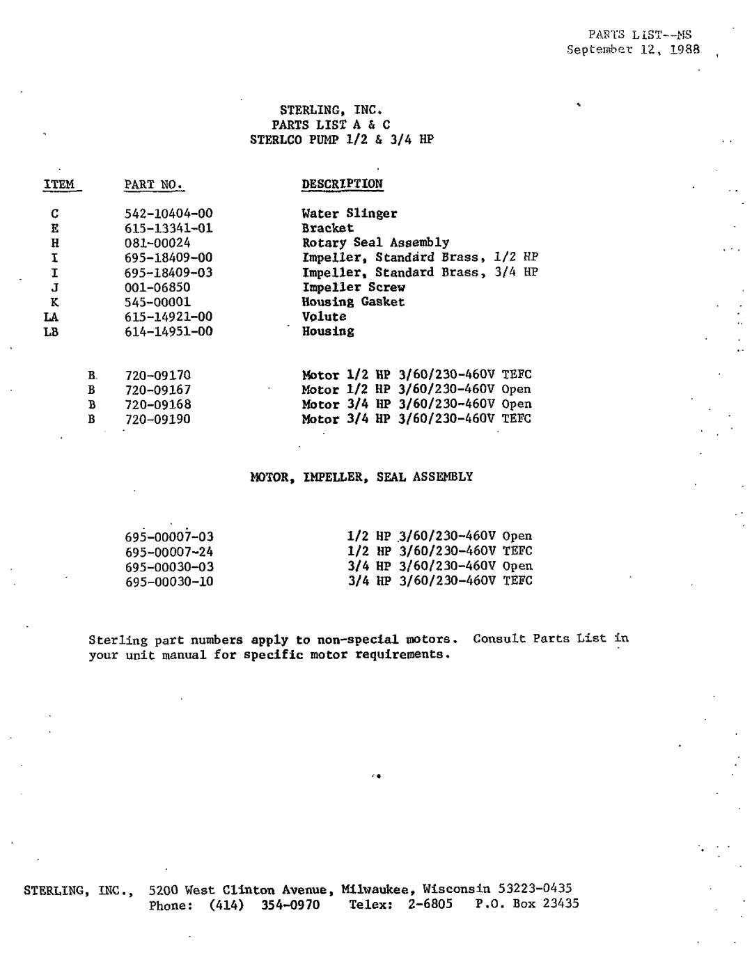 Sterling S-8310 manual 