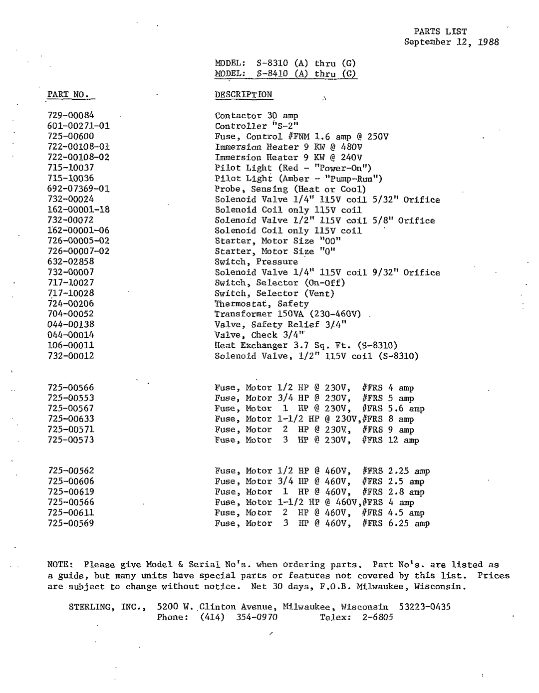 Sterling S-8310 manual 