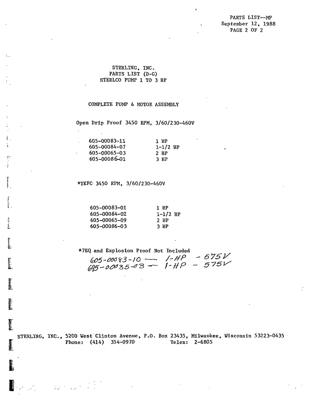 Sterling S-8612 manual 