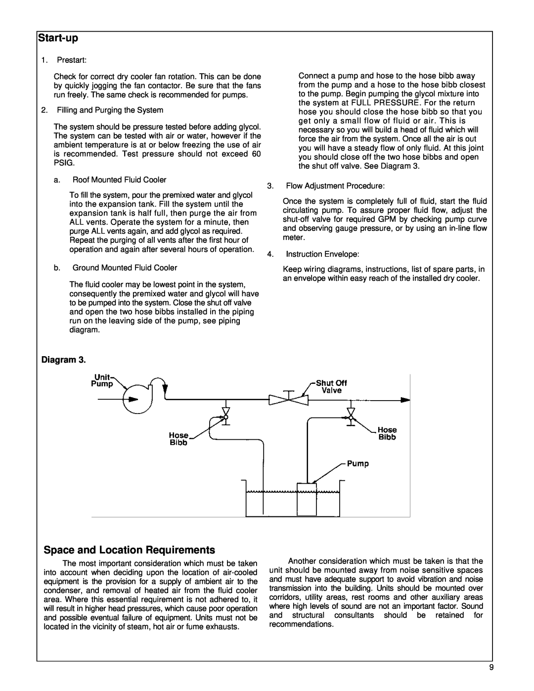 Sterling 25001301, SC3-600 warranty Start-up, Space and Location Requirements, Diagram 