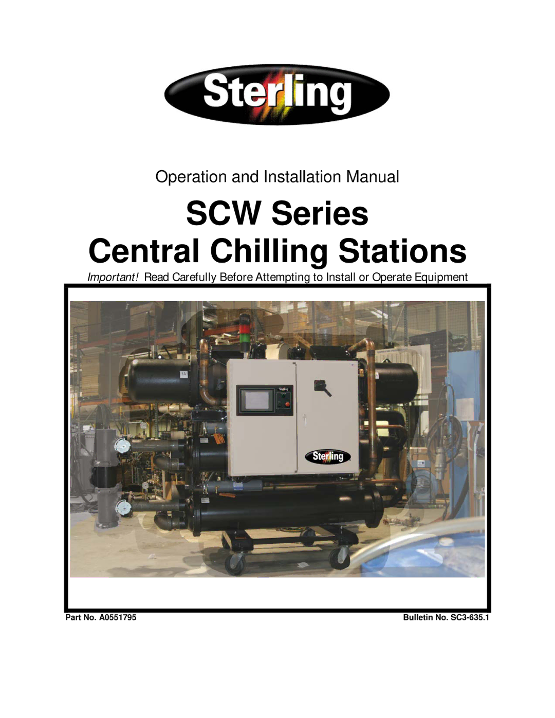 Sterling installation manual SCW Series Central Chilling Stations 