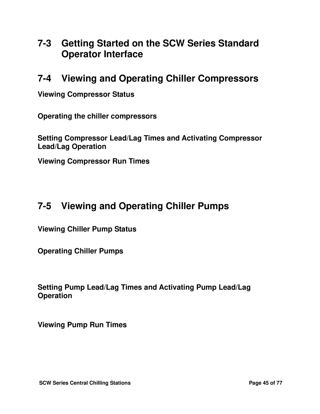 Sterling SCW Series installation manual Viewing and Operating Chiller Pumps 