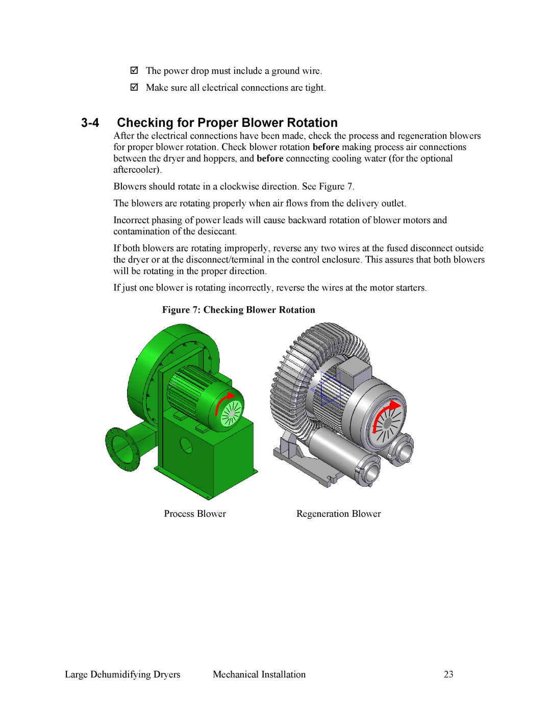 Sterling SDA 1000-5100 specifications Checking for Proper Blower Rotation, Checking Blower Rotation 