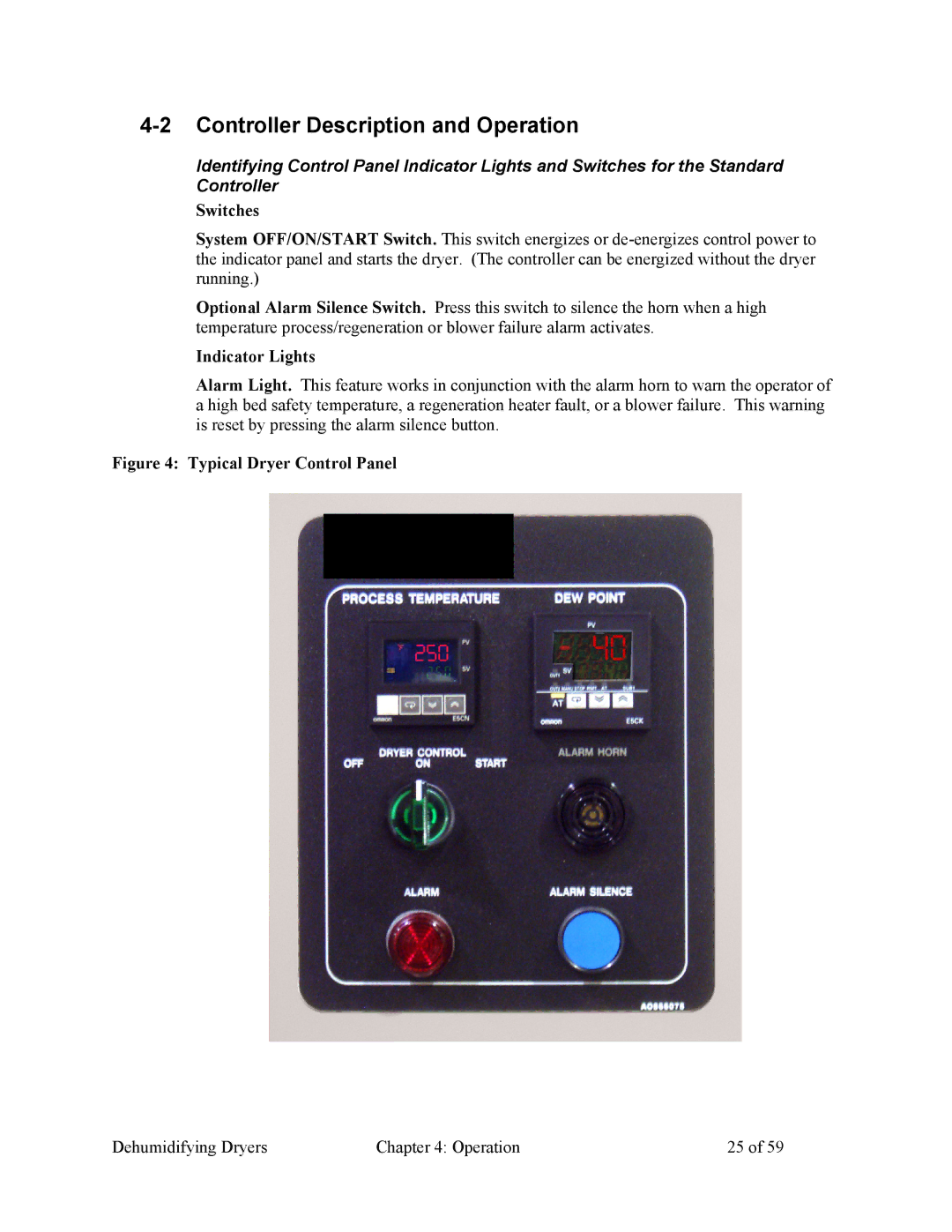 Sterling SDAA 25-100 specifications Controller Description and Operation, Switches, Indicator Lights 