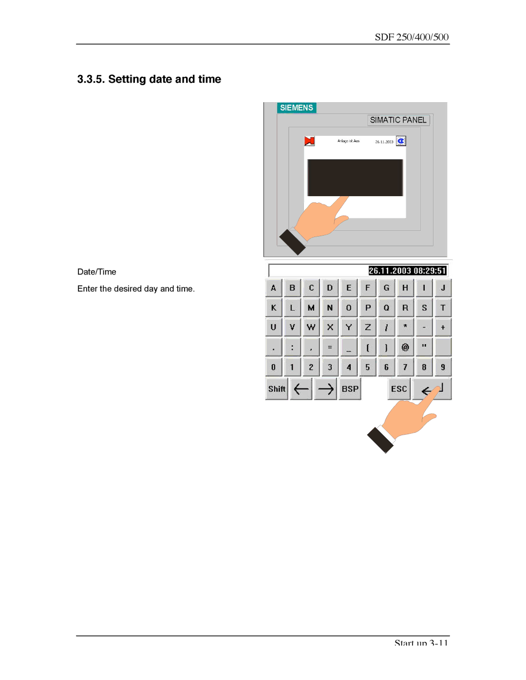 Sterling SDF 250, SDF 400, SDF 500 manual Setting date and time 