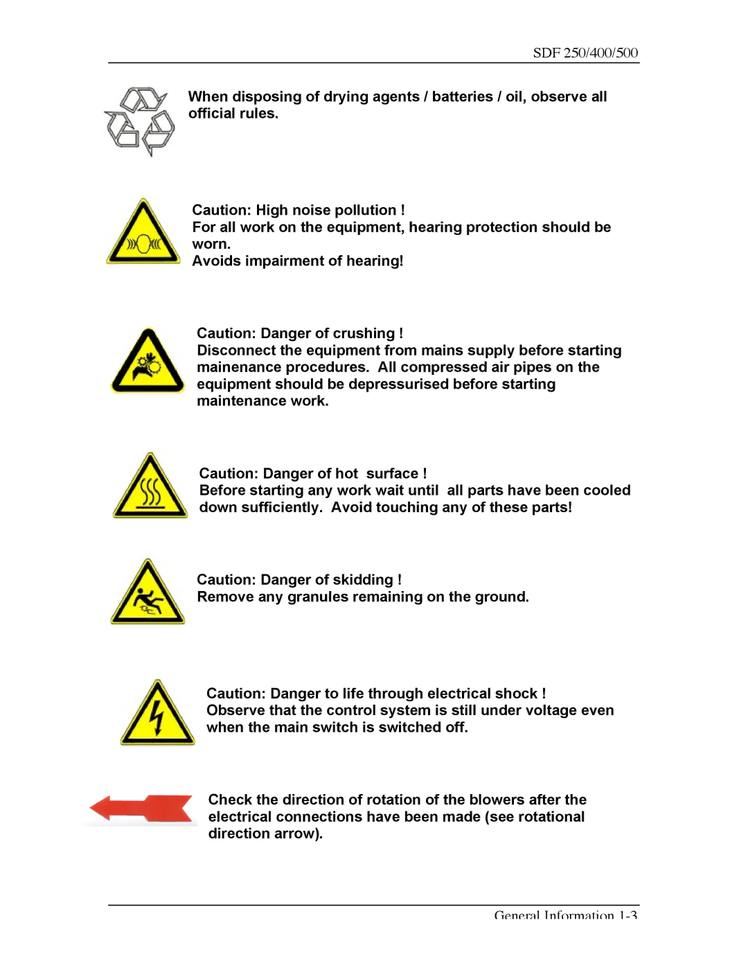 Sterling SDF 500, SDF 400 manual SDF 250/400/500 