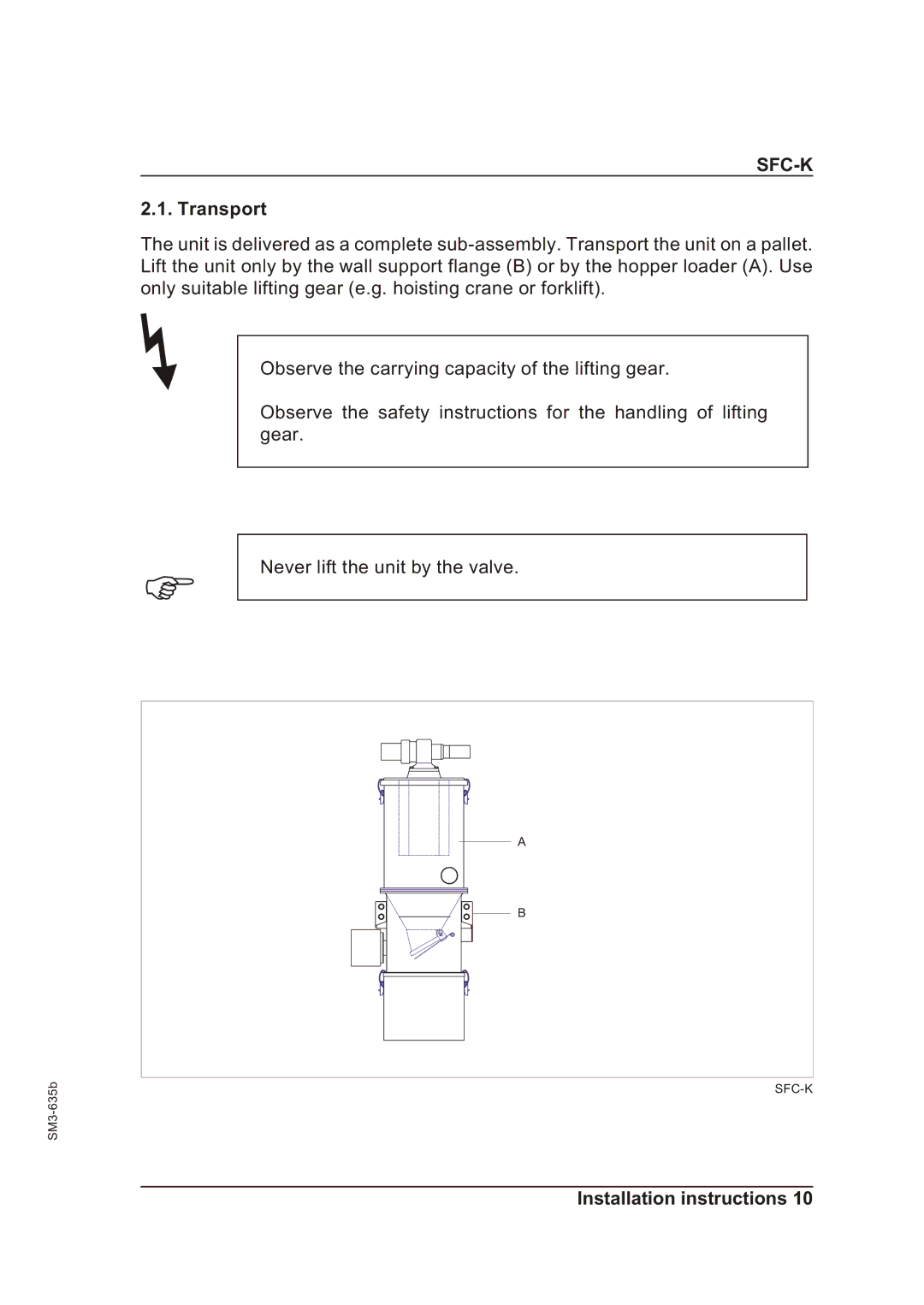 Sterling SFC-K 40, SFC-K 50 operating instructions Transport 