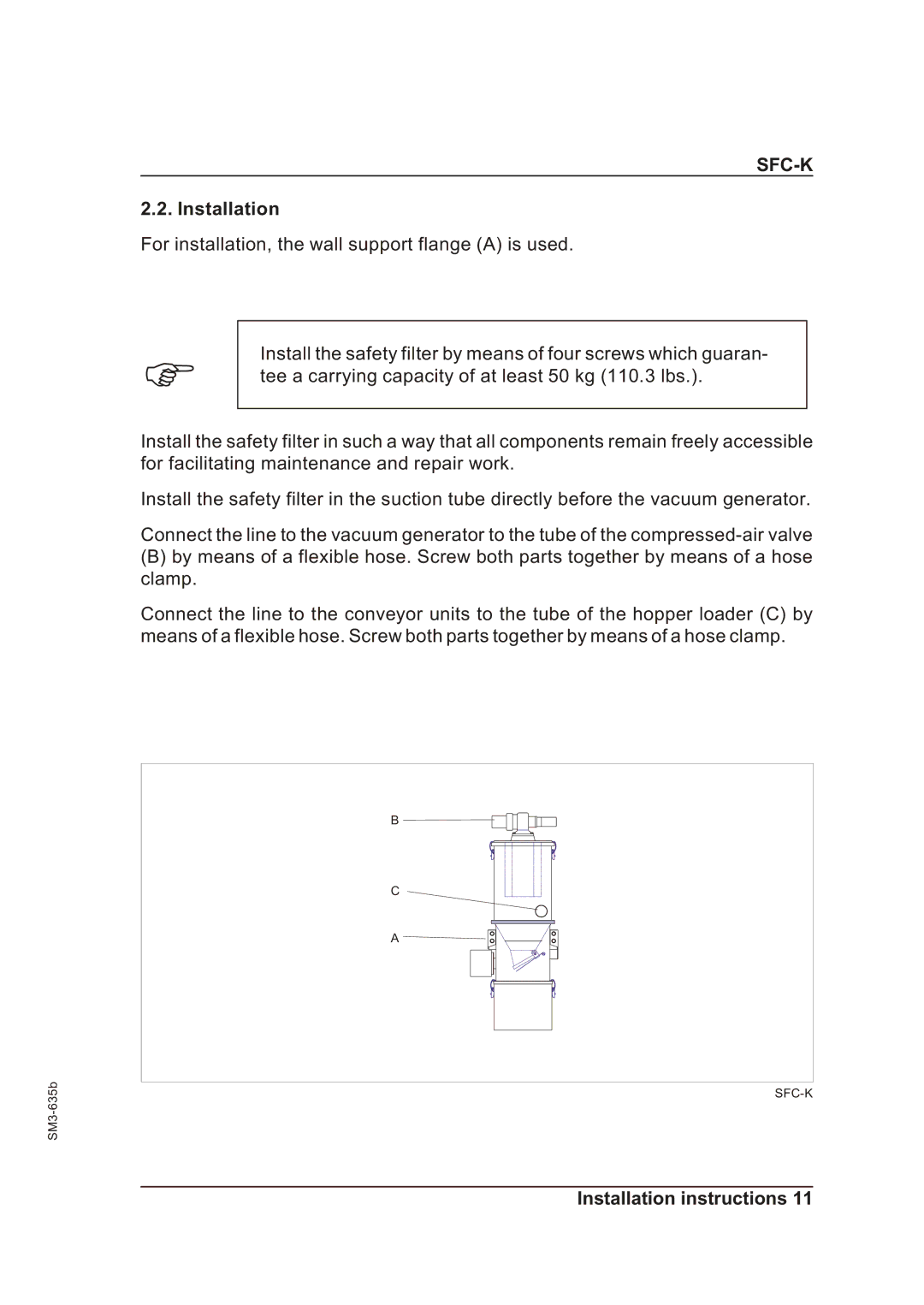 Sterling SFC-K 50, SFC-K 40 operating instructions Installation 