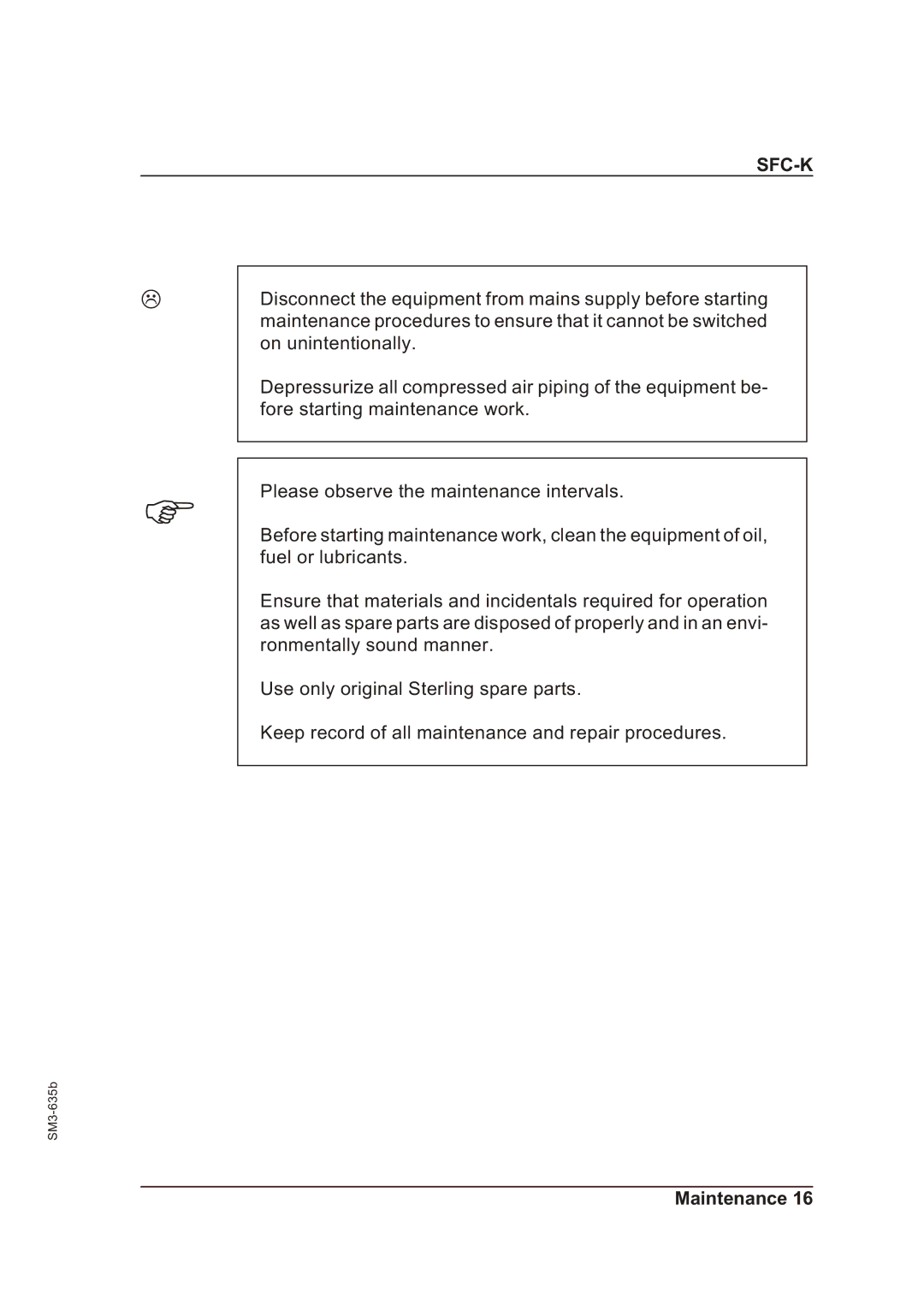 Sterling SFC-K 40, SFC-K 50 operating instructions Sfc-K 