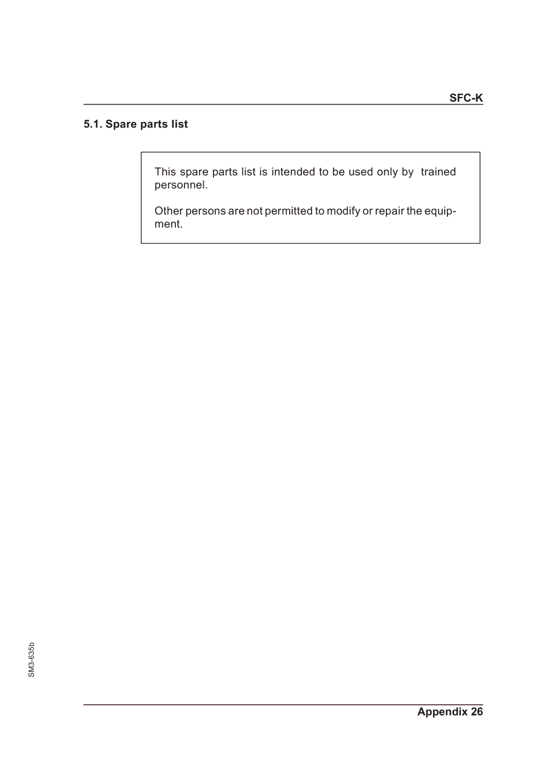 Sterling SFC-K 40, SFC-K 50 operating instructions Spare parts list 