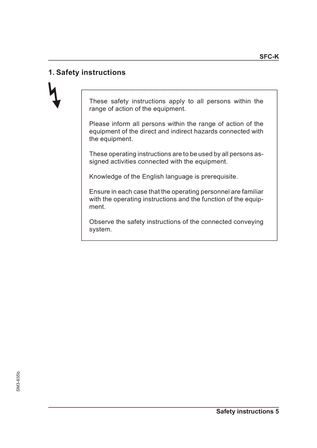 Sterling SFC-K 50, SFC-K 40 operating instructions Safety instructions 