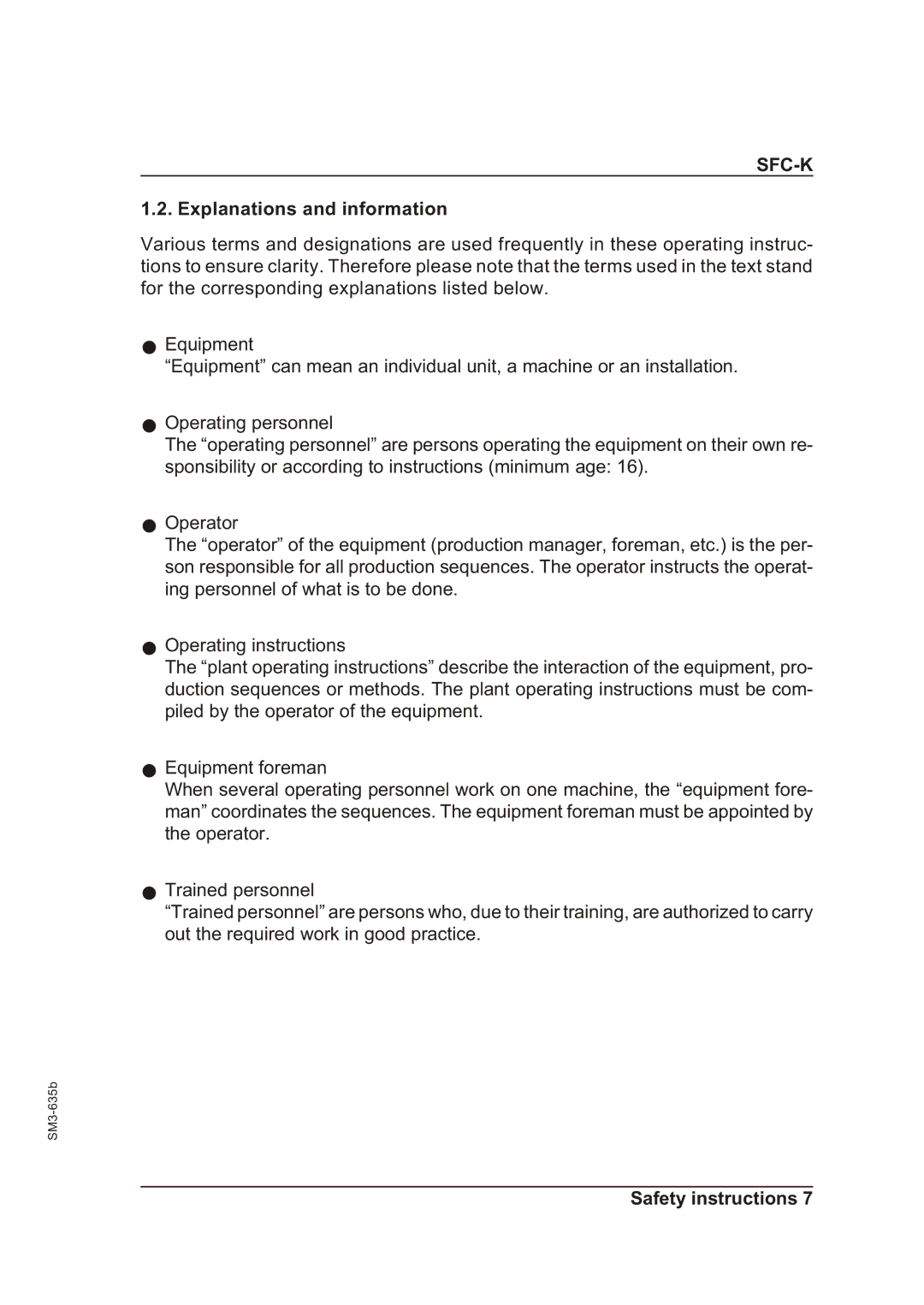 Sterling SFC-K 50, SFC-K 40 operating instructions Explanations and information 