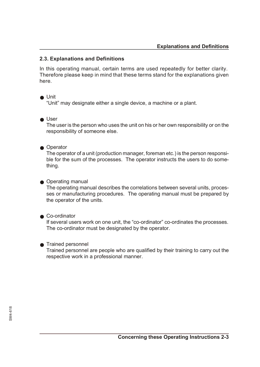 Sterling SGFE operating instructions Explanations and Definitions 