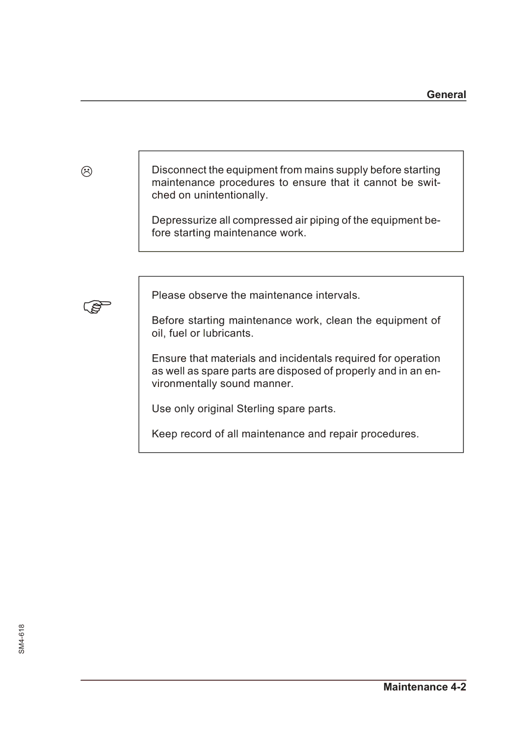 Sterling SGFE operating instructions General 