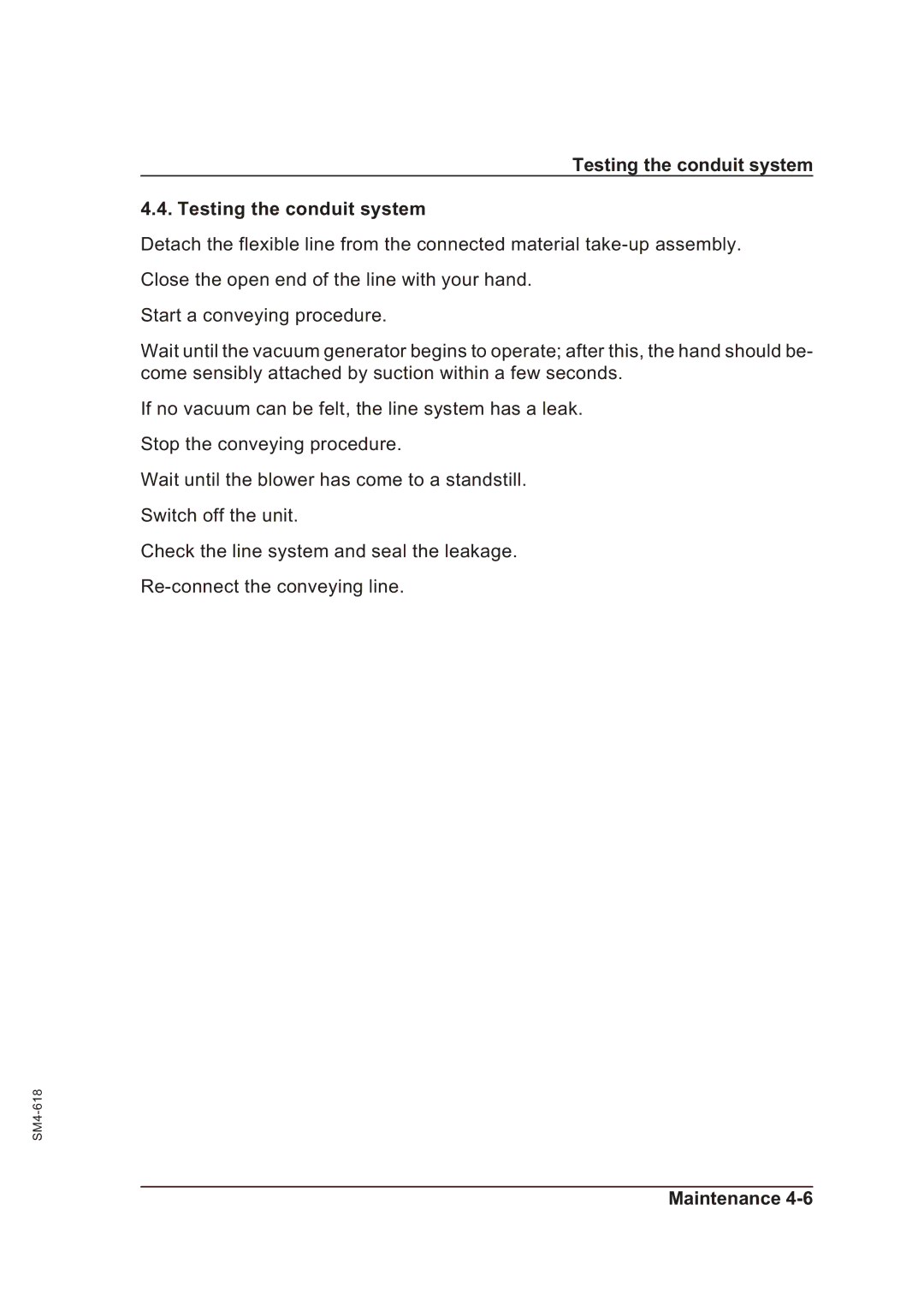 Sterling SGFE operating instructions Testing the conduit system 