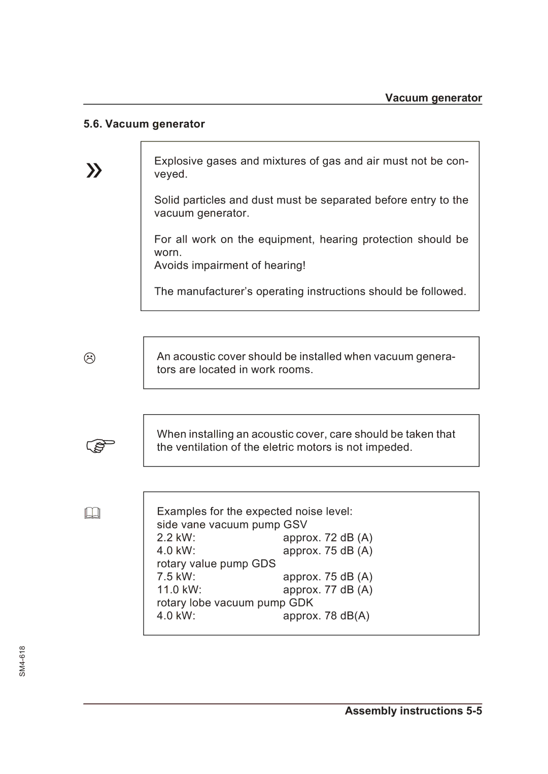 Sterling SGFE operating instructions Vacuum generator 