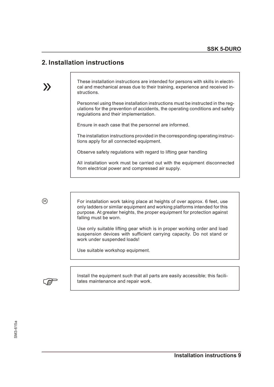 Sterling SM3-615a operating instructions Installation instructions 