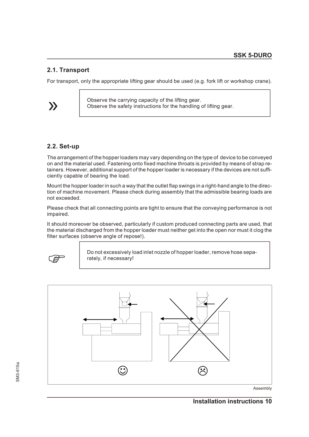 Sterling SM3-615a operating instructions Transport, Set-up 