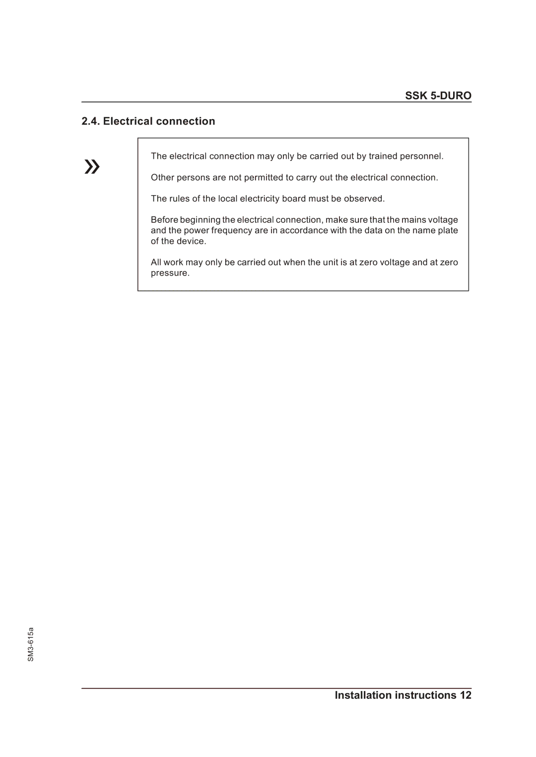 Sterling SM3-615a operating instructions Electrical connection 