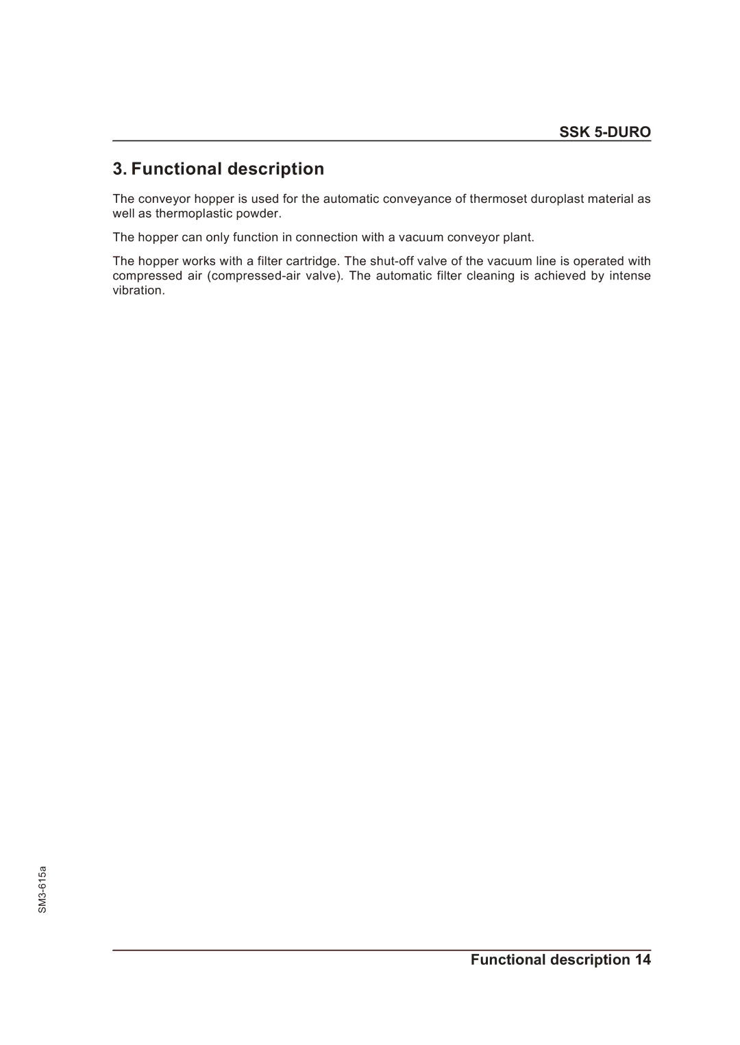 Sterling SM3-615a operating instructions Functional description 