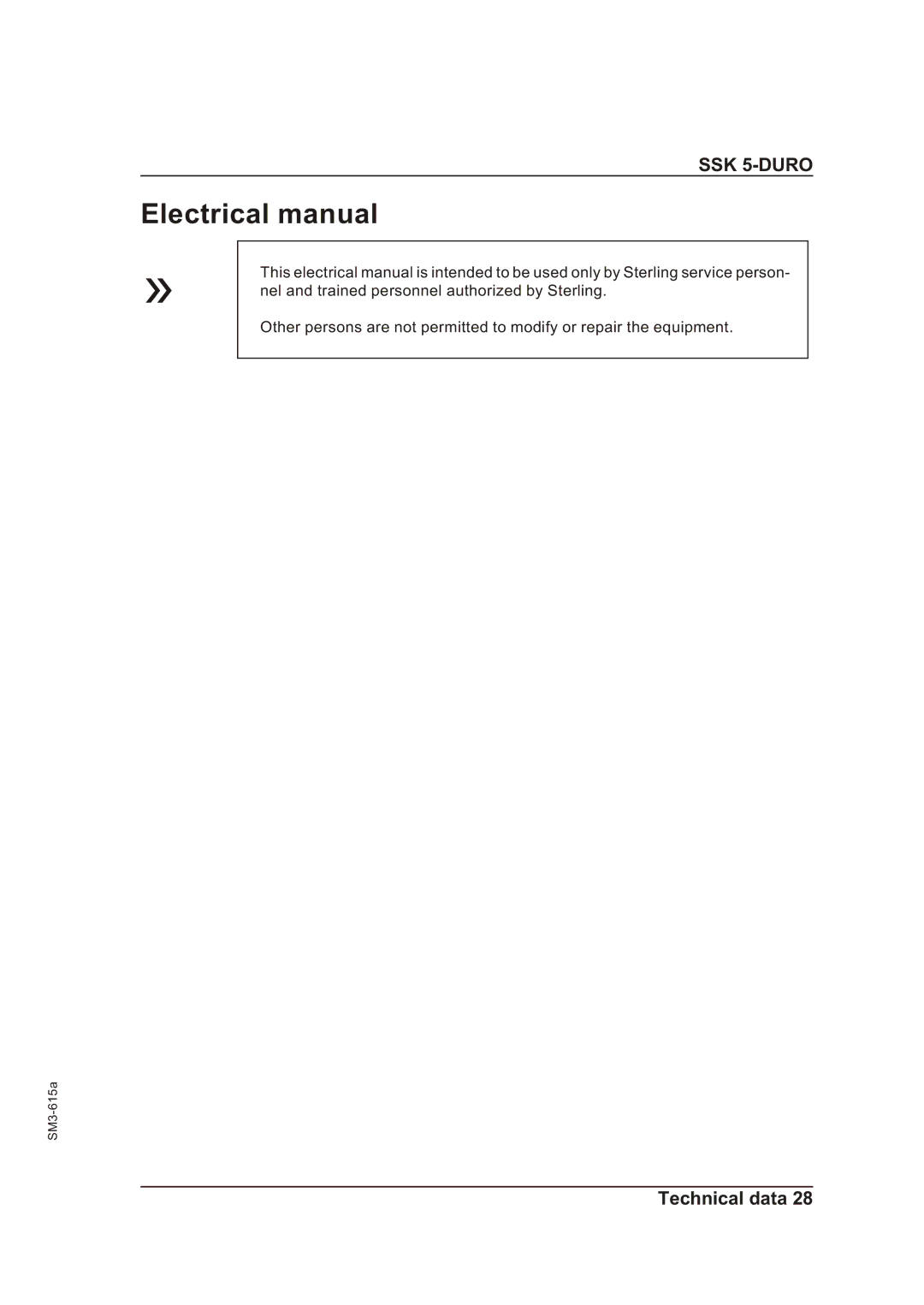 Sterling SM3-615a operating instructions Electrical manual 