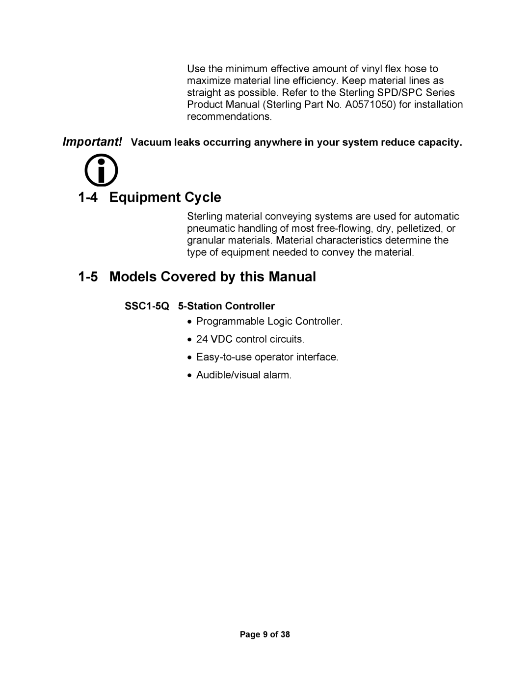 Sterling service manual Equipment Cycle, Models Covered by this Manual, SSC1-5Q 5-Station Controller 