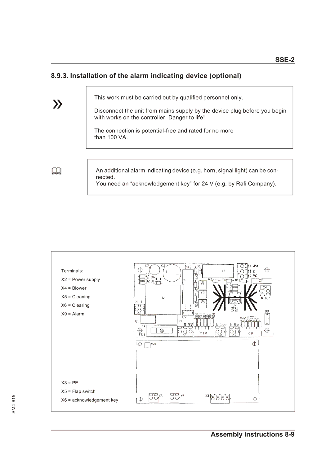 Sterling SSE-2 operating instructions Installation of the alarm indicating device optional 