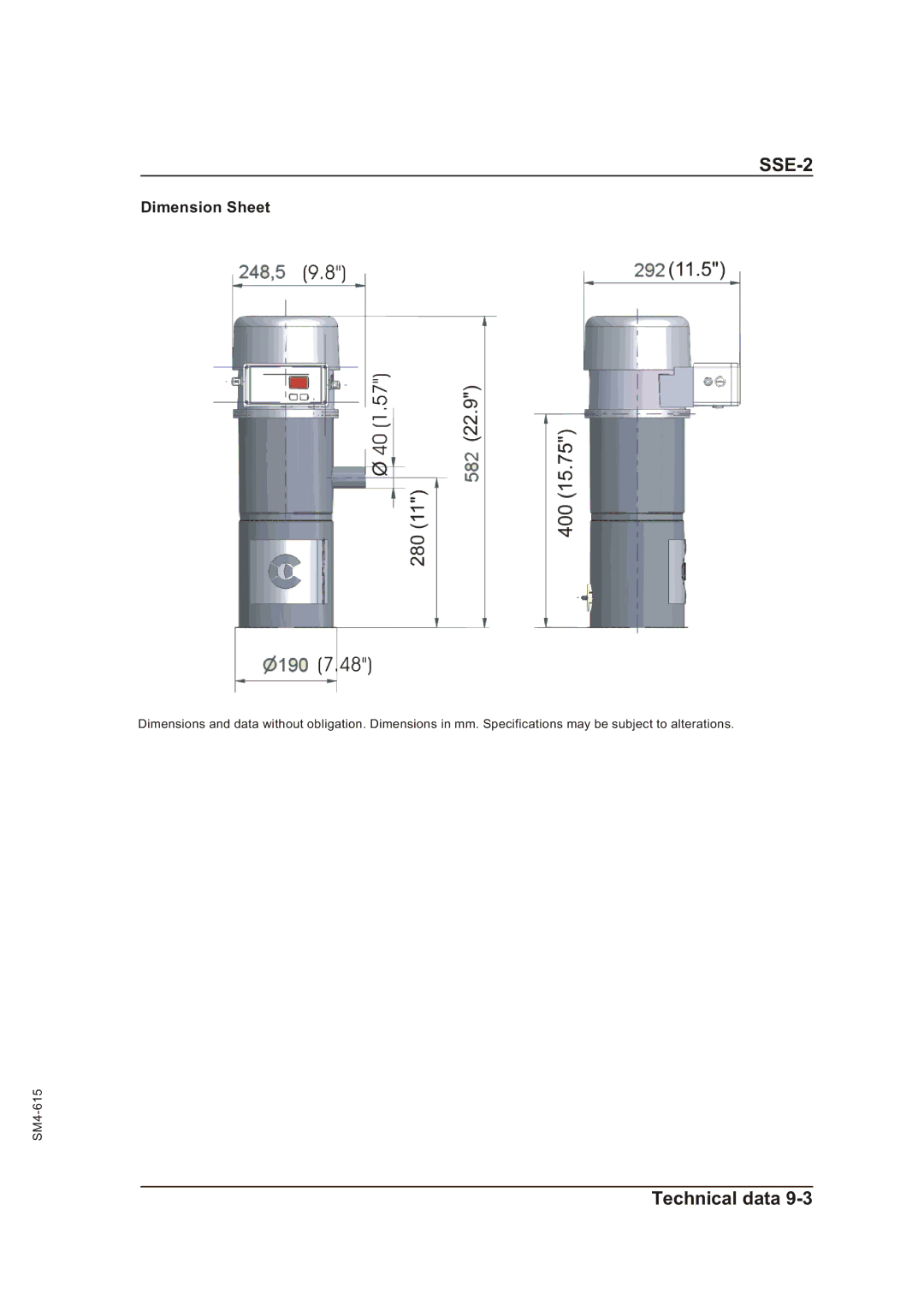 Sterling SSE-2 operating instructions Dimension Sheet 