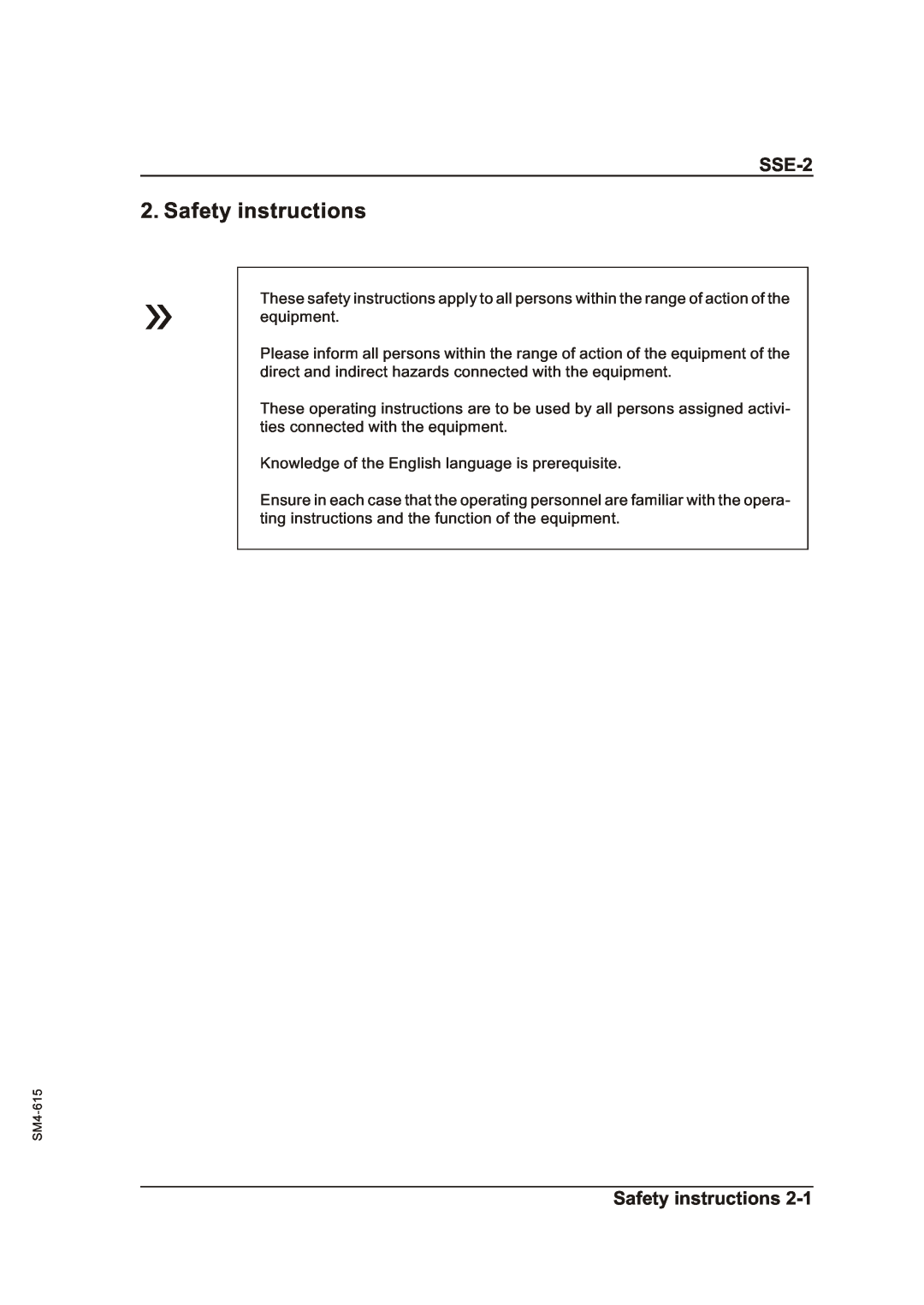 Sterling SSE-2 operating instructions Safety instructions 