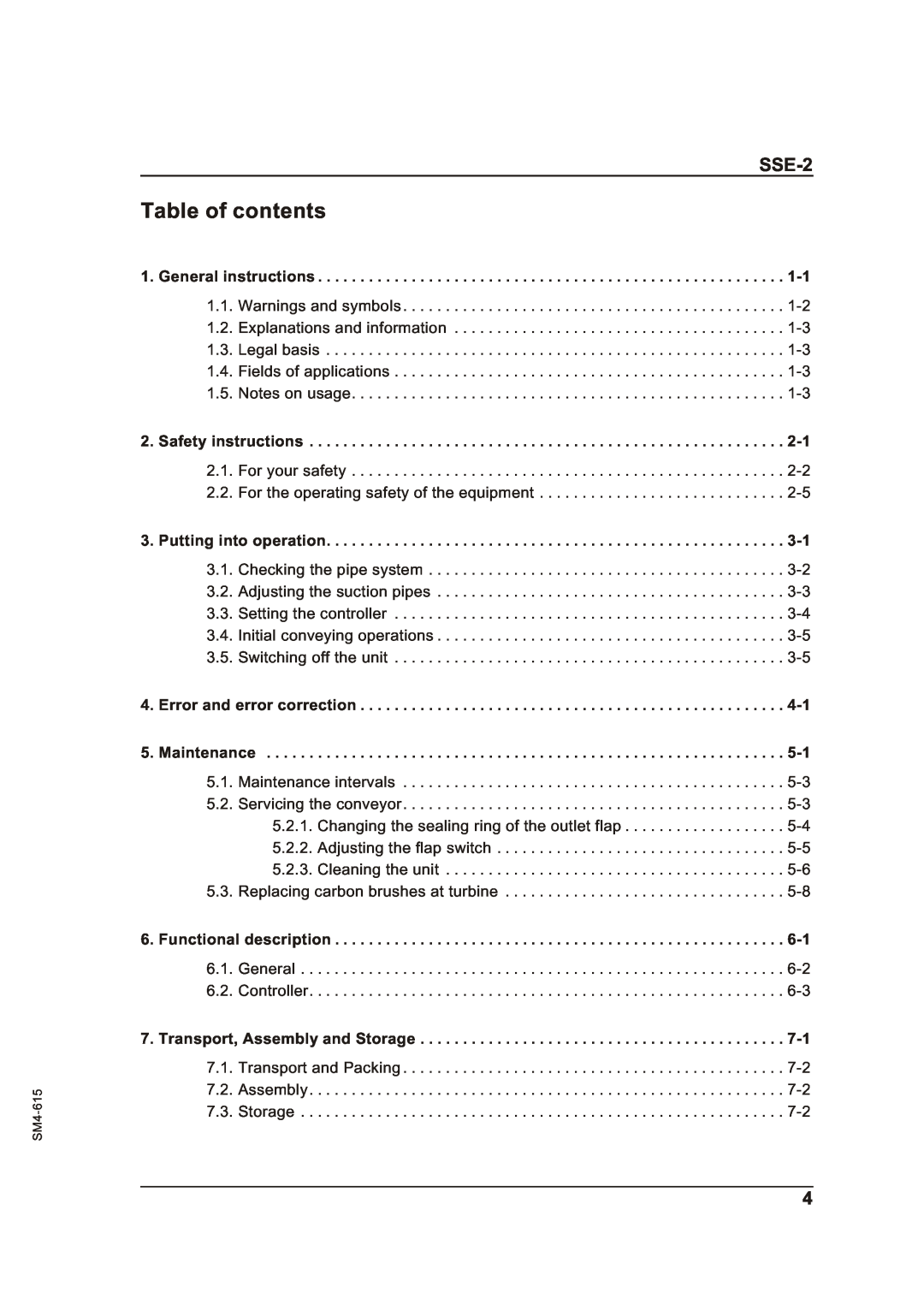 Sterling SSE-2 operating instructions Table of contents 