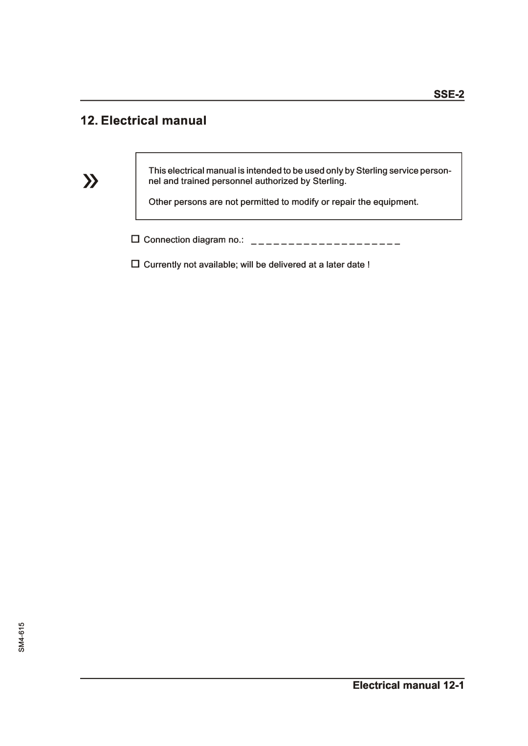 Sterling SSE-2 operating instructions Electrical manual 