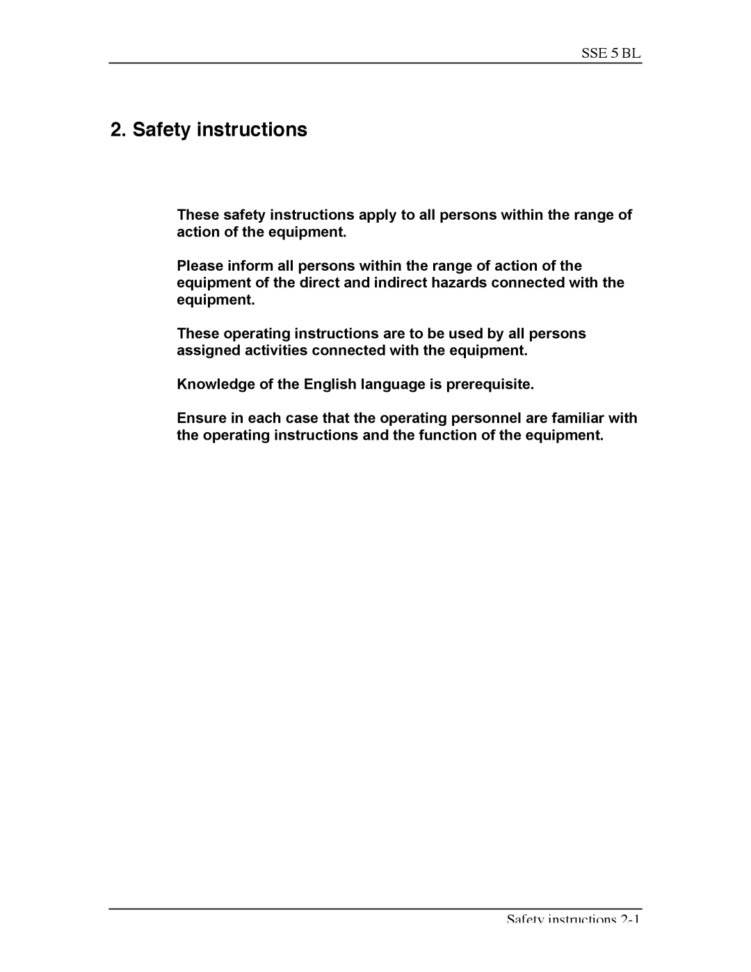 Sterling SSE-5 BL operating instructions Safety instructions 