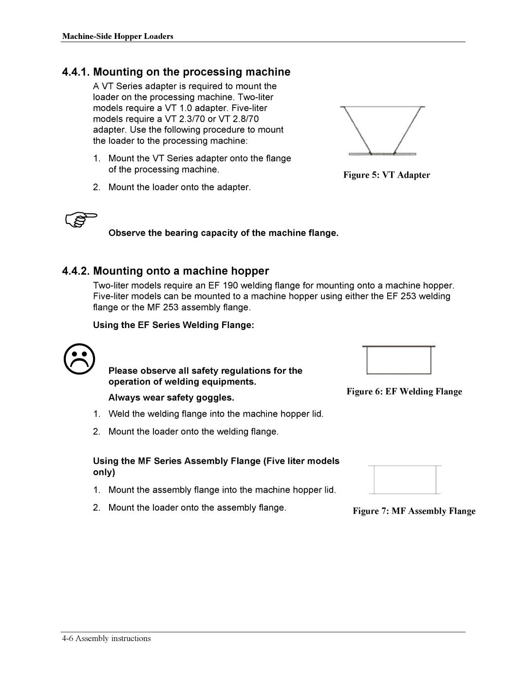 Sterling sse manual Mounting on the processing machine, Mounting onto a machine hopper 