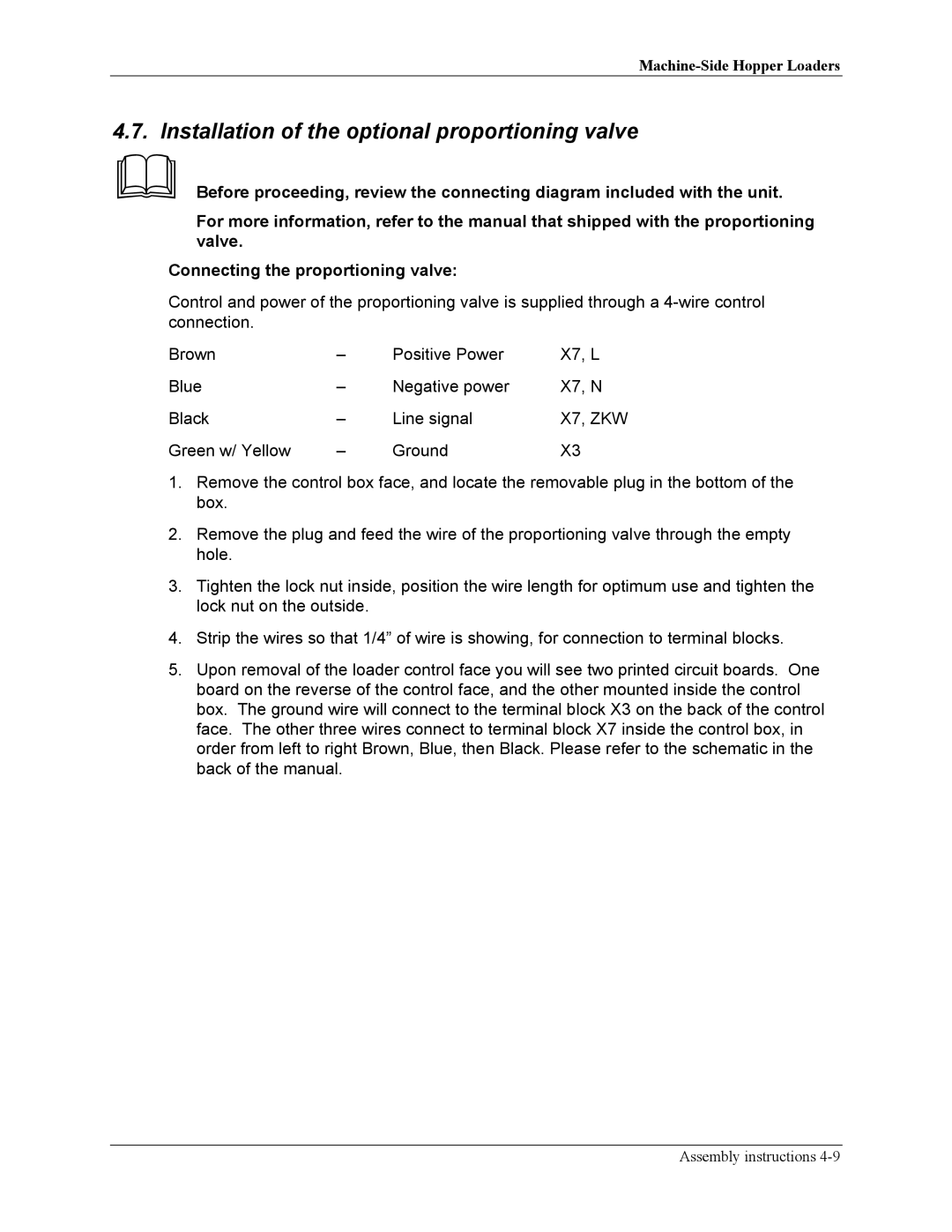 Sterling sse manual Installation of the optional proportioning valve, X7, ZKW 