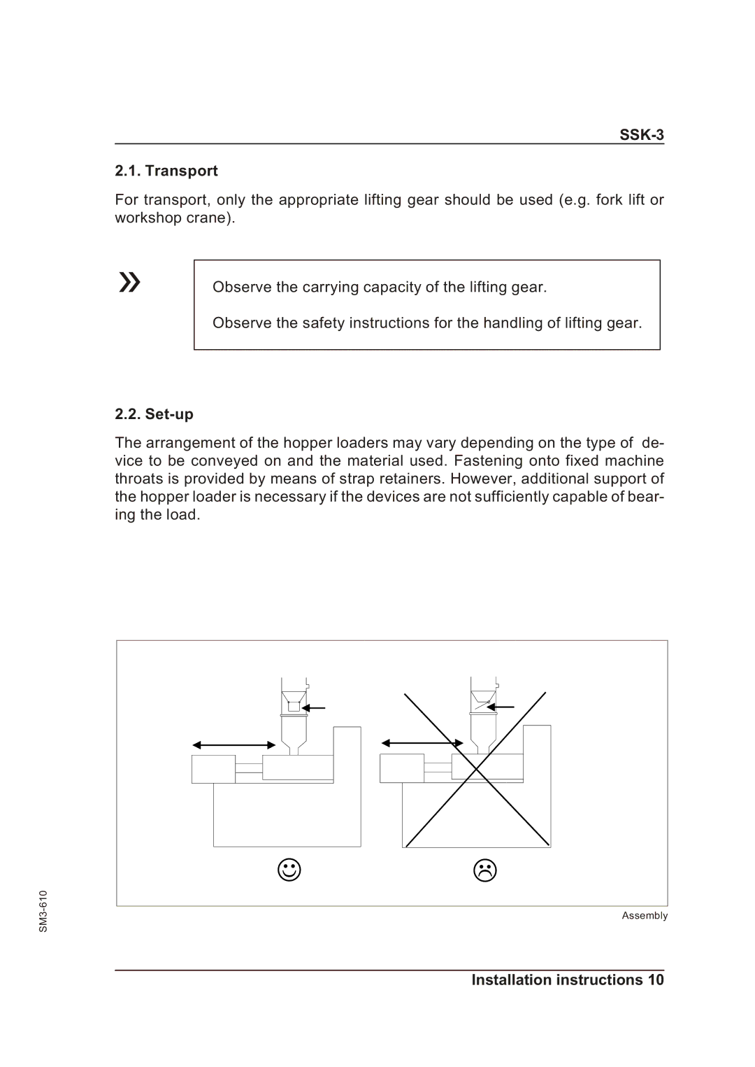 Sterling SSk-3 operating instructions Transport, Set-up 