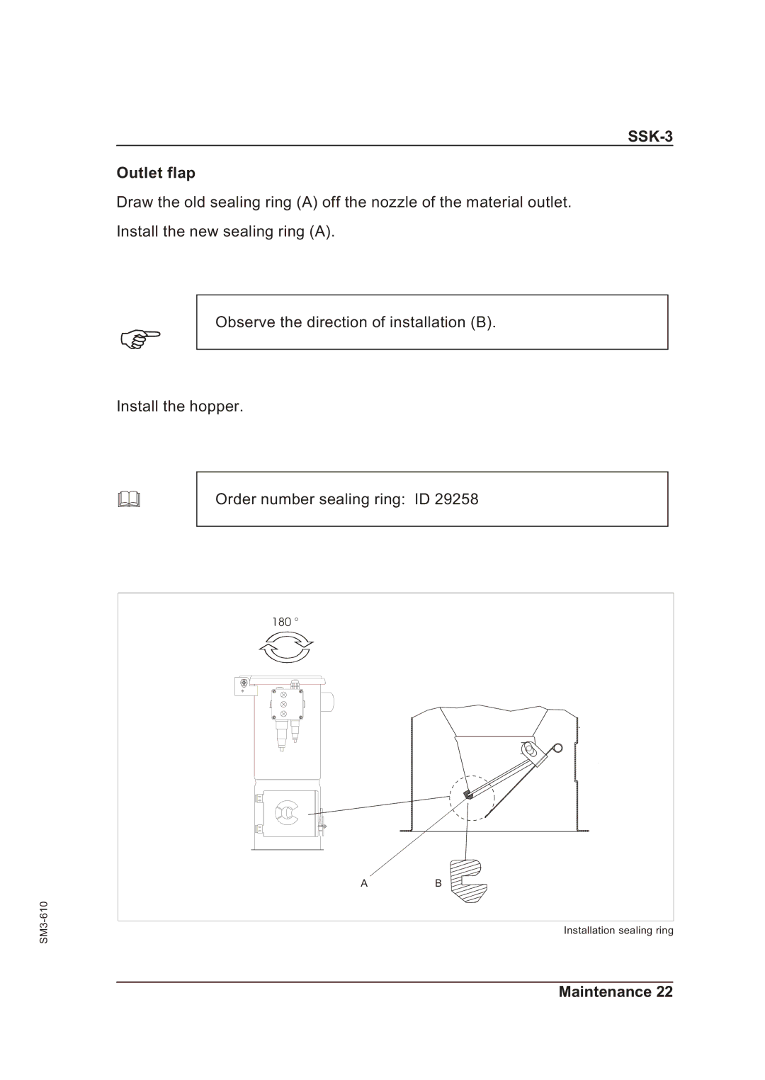 Sterling SSk-3 operating instructions Outlet flap 