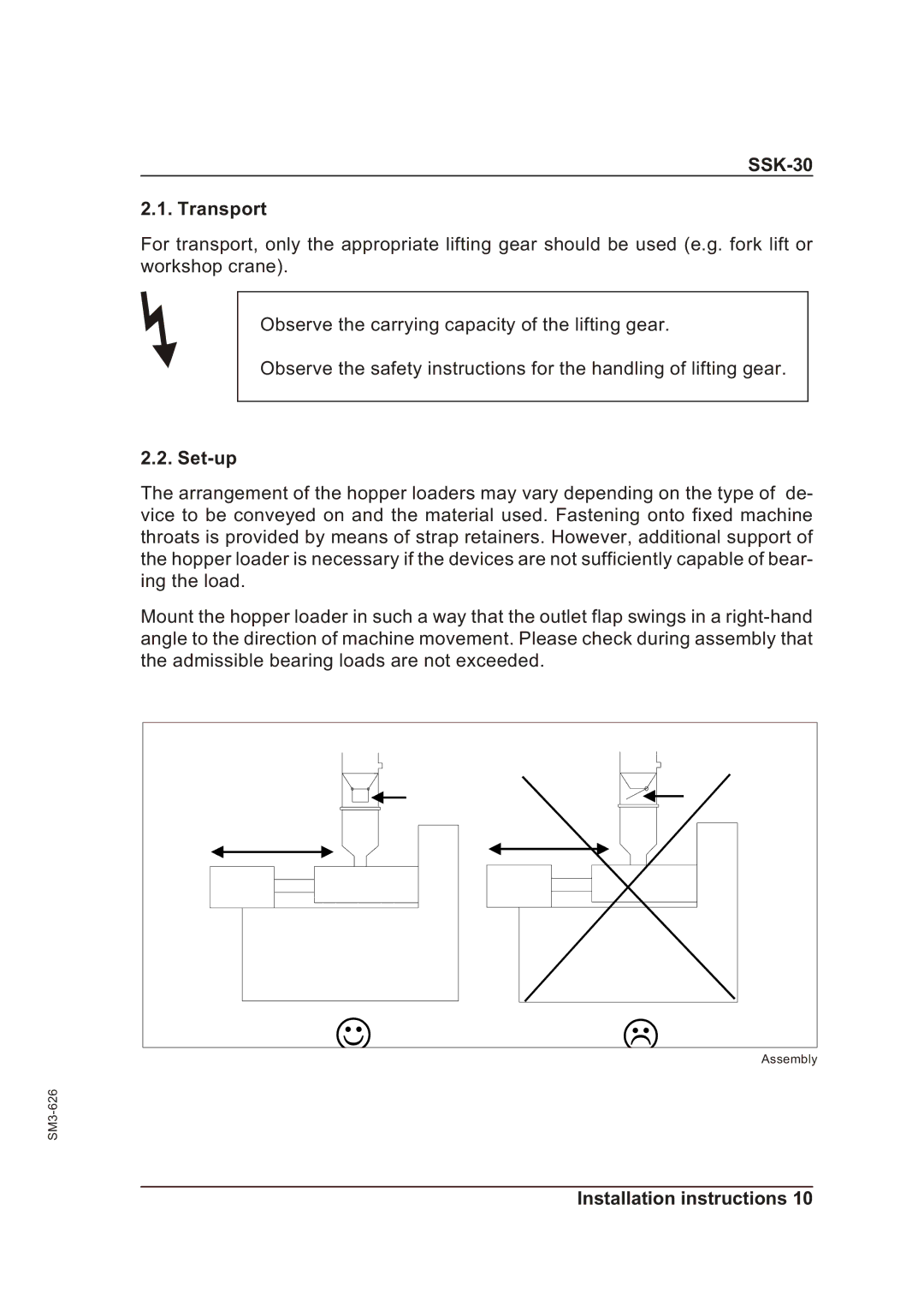 Sterling manual SSK-30 Transport, Set-up 