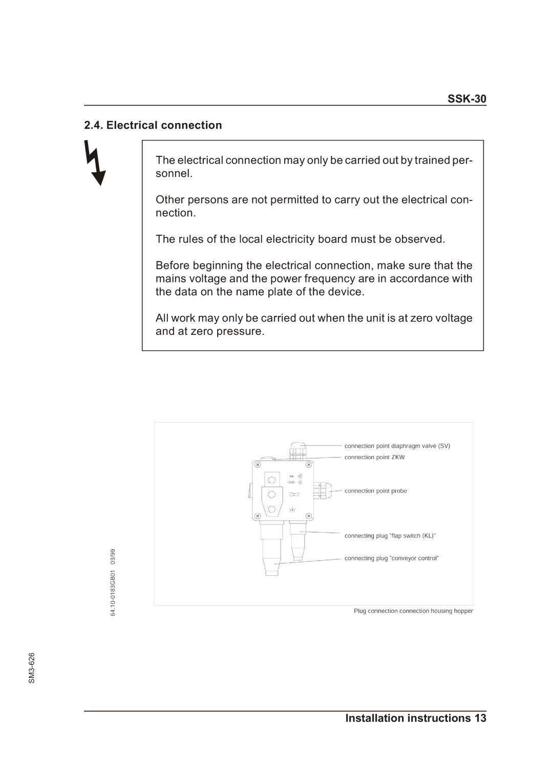 Sterling manual SSK-30 Electrical connection 