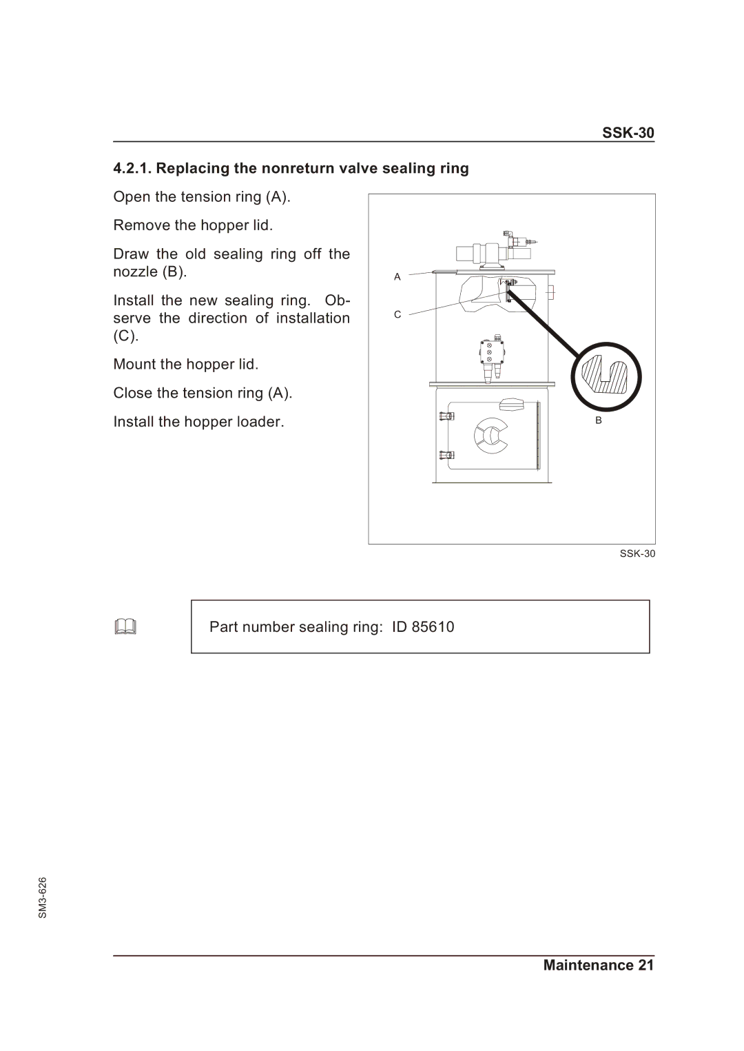 Sterling manual SSK-30 Replacing the nonreturn valve sealing ring 