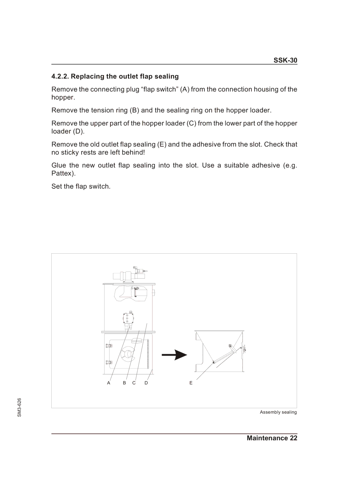 Sterling manual SSK-30 Replacing the outlet flap sealing 