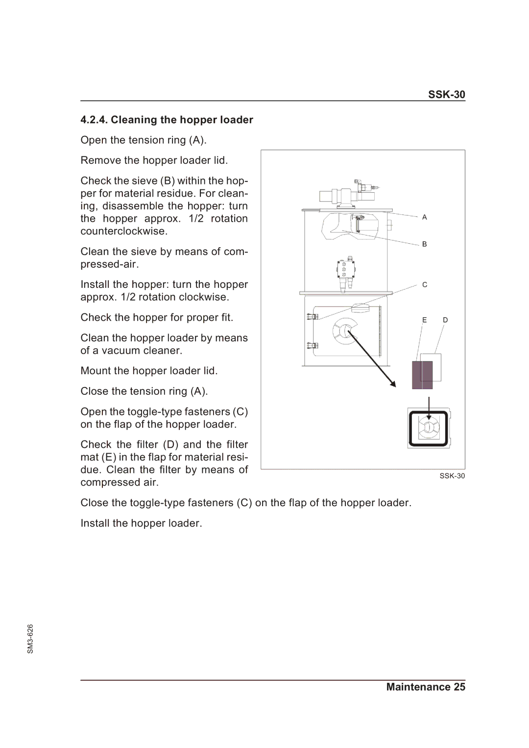 Sterling manual SSK-30 Cleaning the hopper loader 