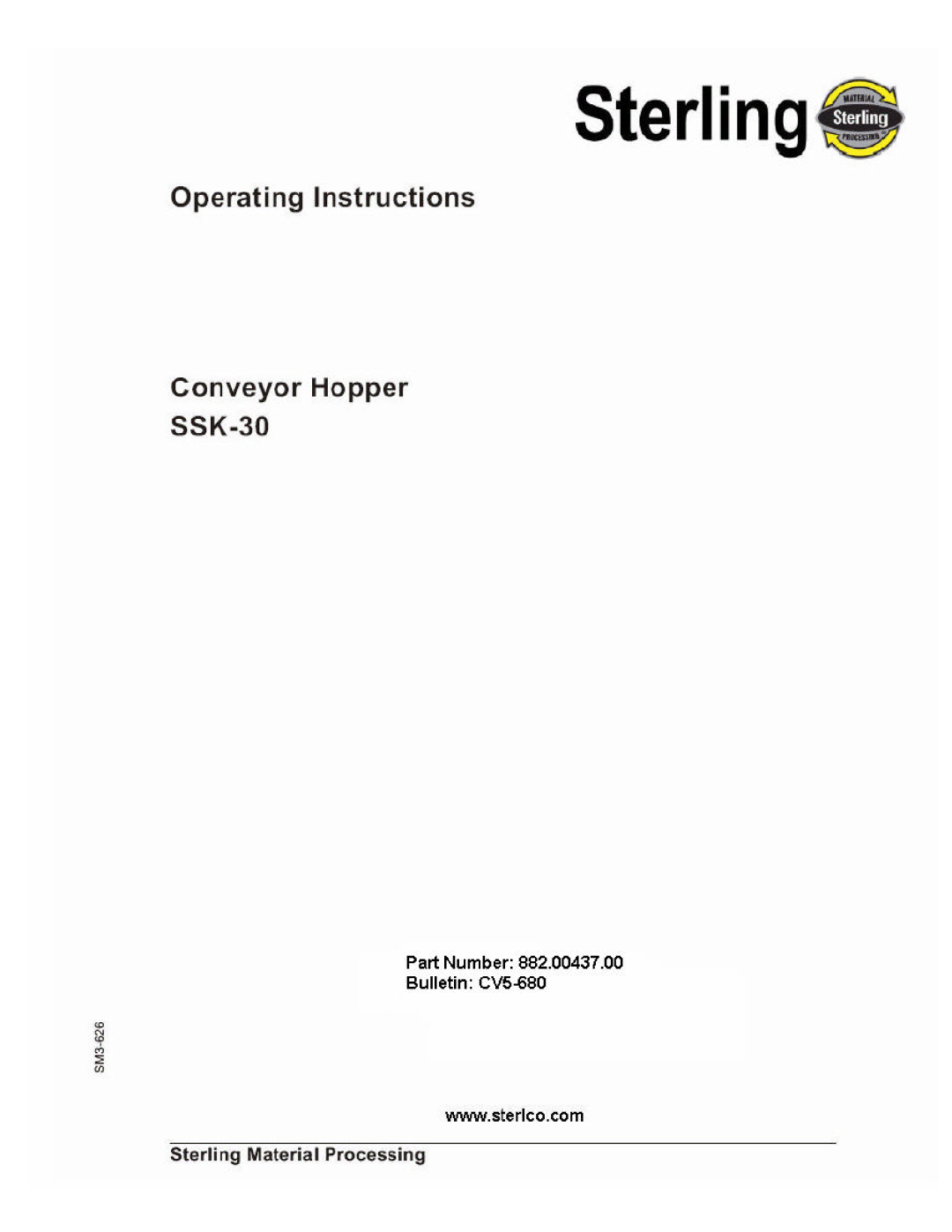 Sterling SSK-30 manual 