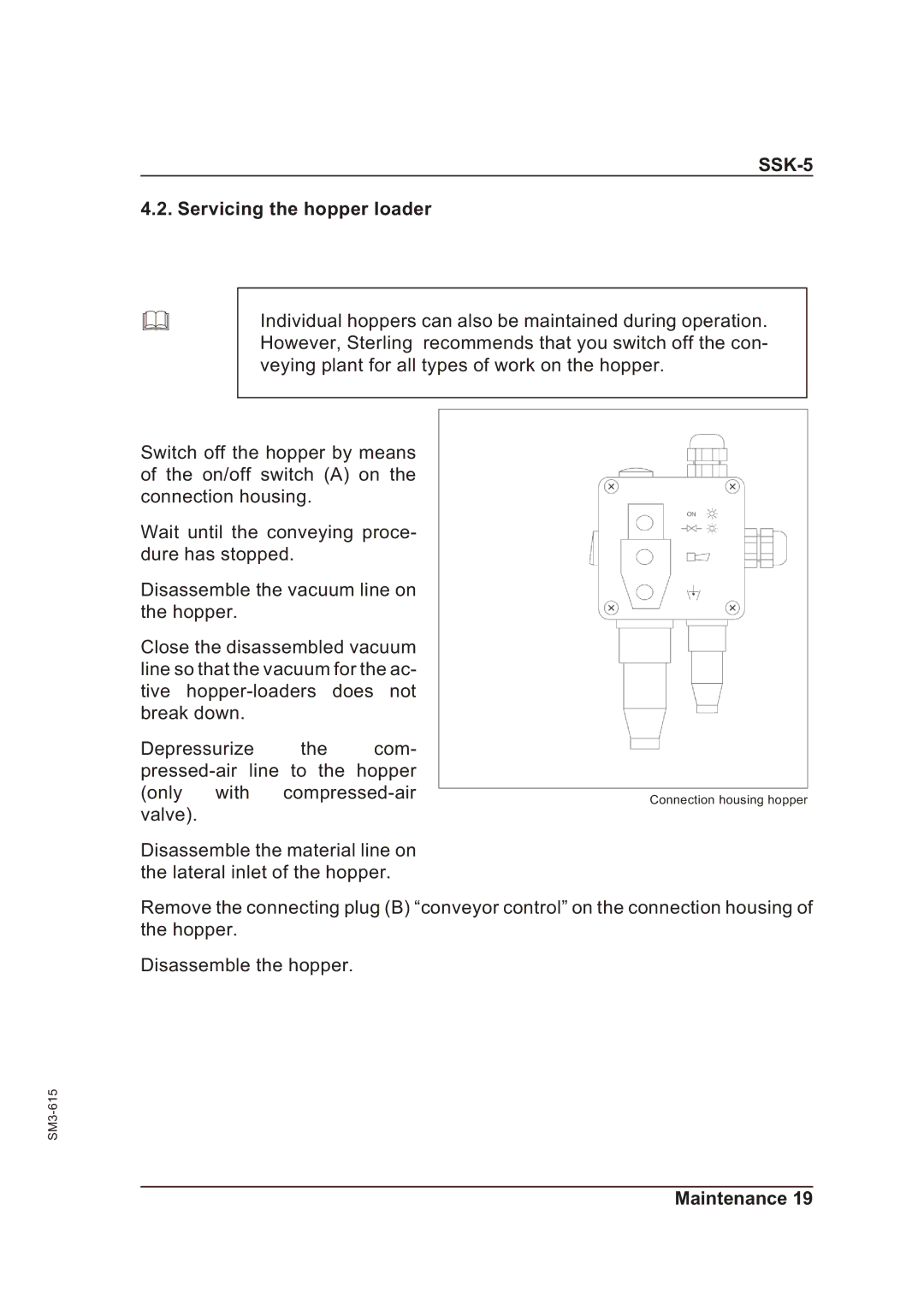 Sterling SSK-5 operating instructions Servicing the hopper loader 