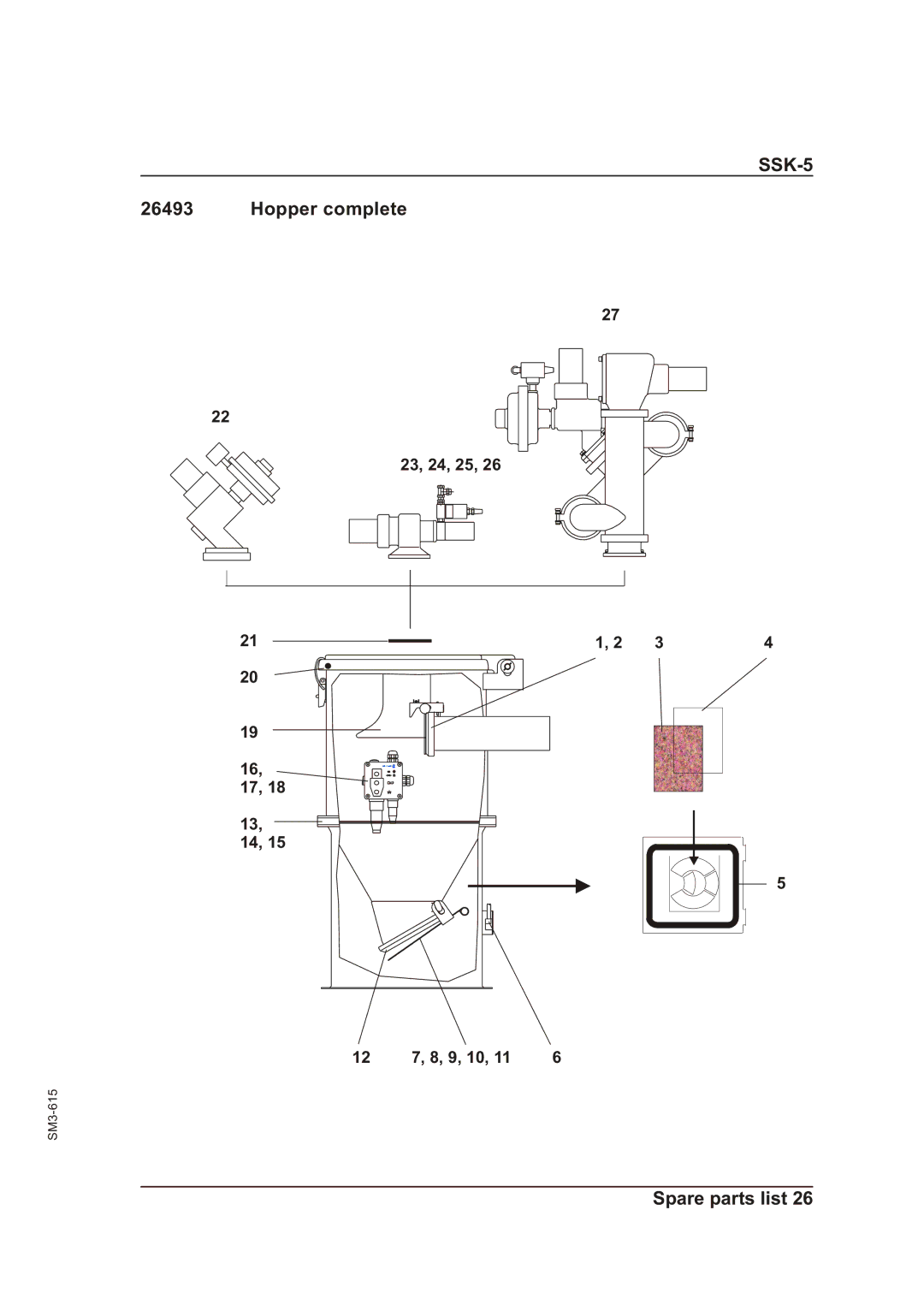 Sterling SSK-5 operating instructions Hopper complete 