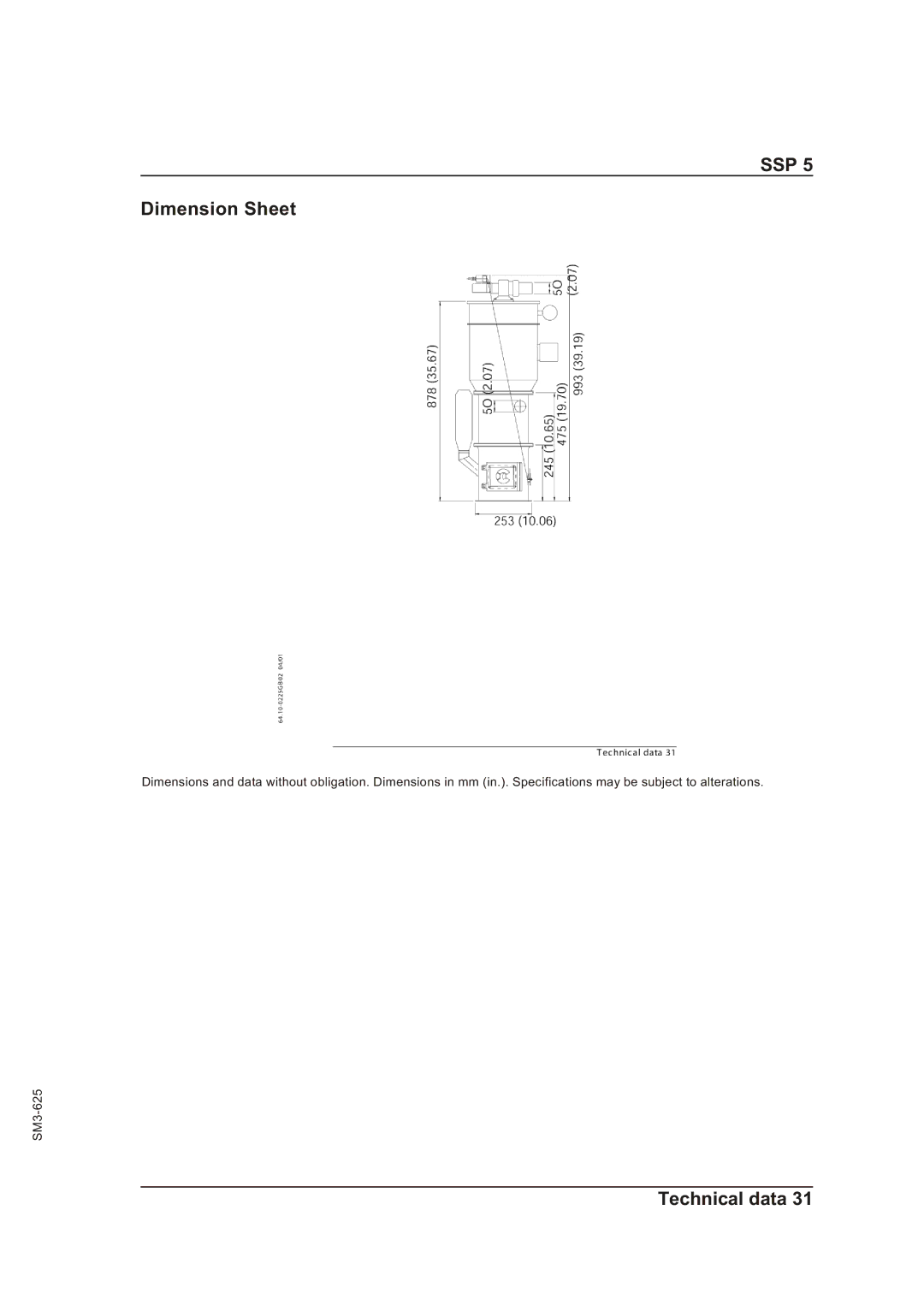 Sterling SSP 5 operating instructions Dimension Sheet 