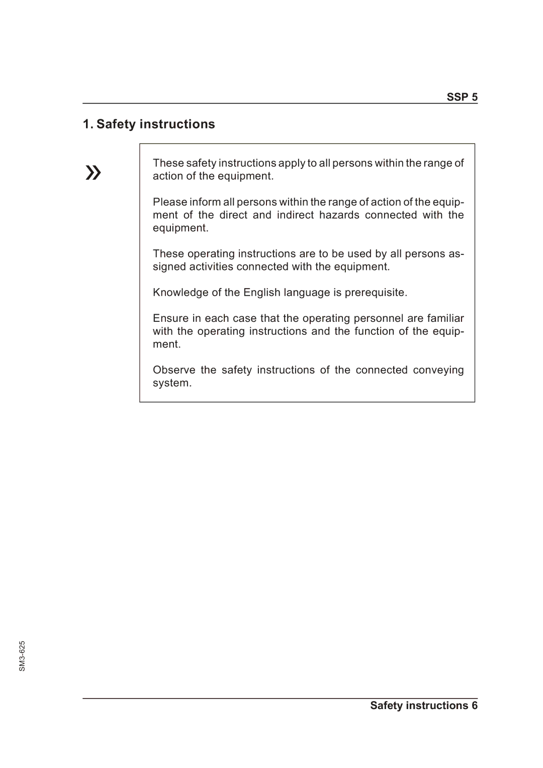 Sterling SSP 5 operating instructions Safety instructions 