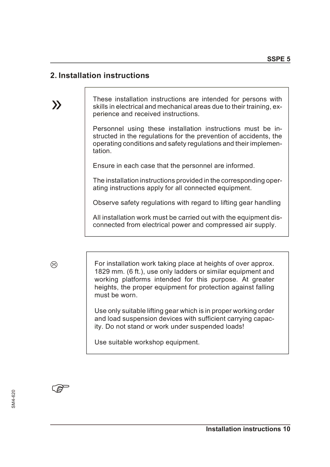 Sterling SSPE 5 manual Installation instructions 