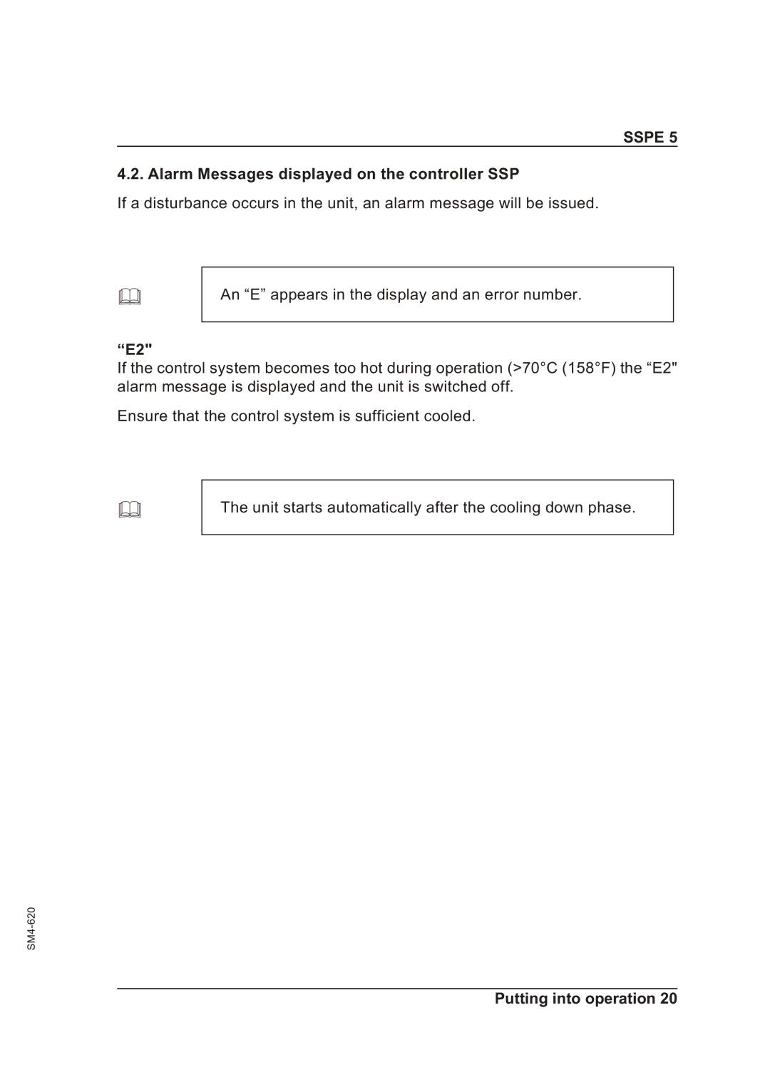 Sterling SSPE 5 manual Alarm Messages displayed on the controller SSP 